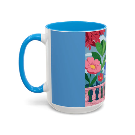The Lady Of The Blossoming Terrace Colorful Mugs – Art Deco Floral Garden Elegance