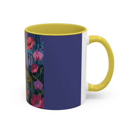 The Lady And The Midnight Birdcage Colorful Mugs – Art Deco Botanical Elegance
