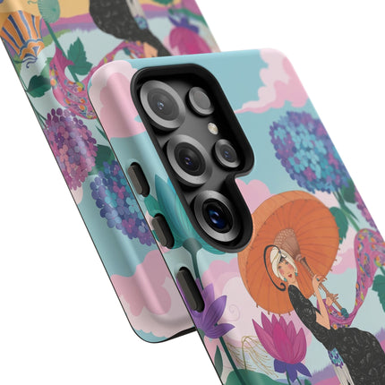 🌊☂️ The Lady Of The Flowered Seashore Phone Case – Art Deco Seaside Fashion