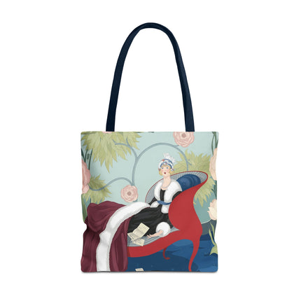 💌🌸 The Lady Of The Secret Letters Tote Bag – Art Deco Floral Elegance