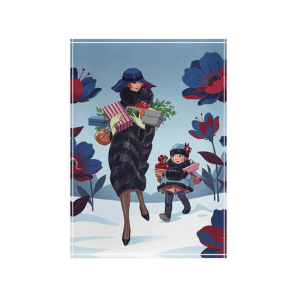 🎁🌺 The Christmas Gift Garden Stroll Acrylic Art Block – Art Deco Holiday Fantasy