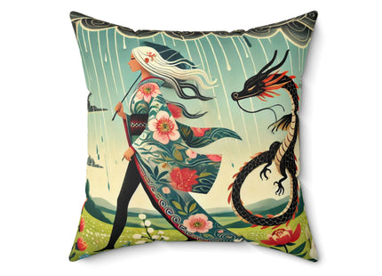 The Dragon Fairy’s Stride Spun Polyester Square Pillow
