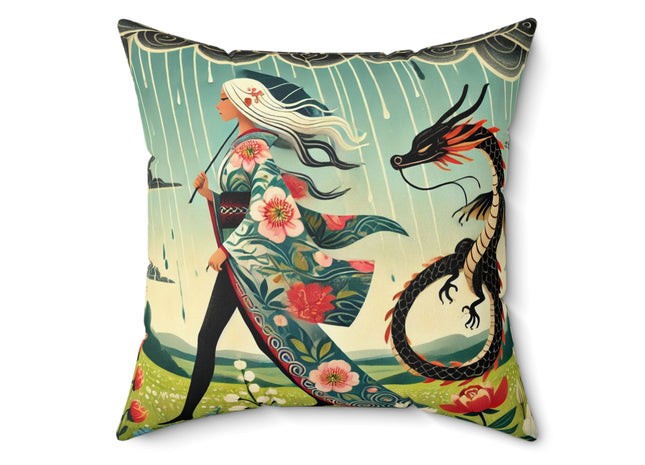 The Dragon Fairy’s Stride Spun Polyester Square Pillow