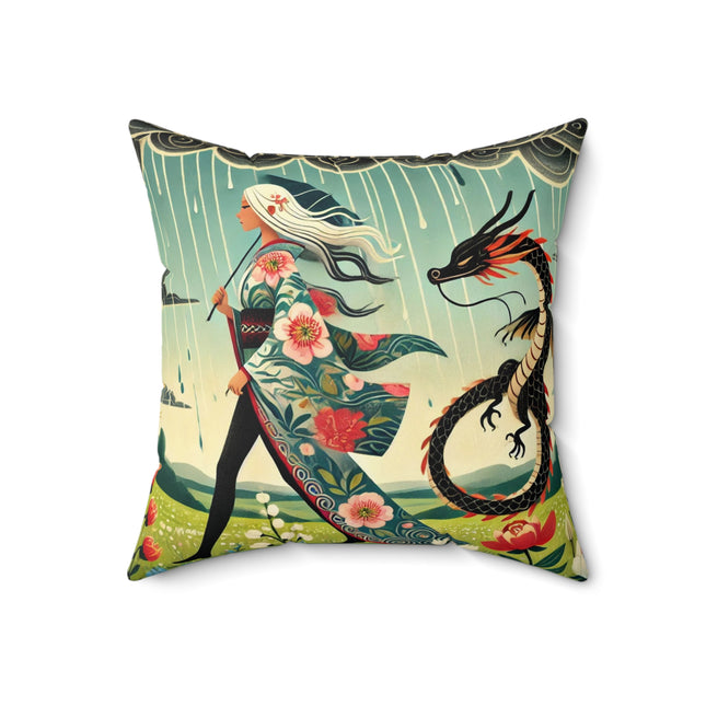 The Dragon Fairy’s Stride Spun Polyester Square Pillow