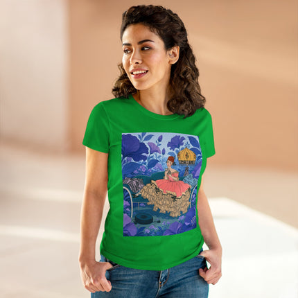 🌸🛋️ The Enchanted Garden Repose Cotton Tee – Art Deco Floral Whimsy