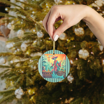 Skeleton Crew of the Misty Seas Glass Ornament