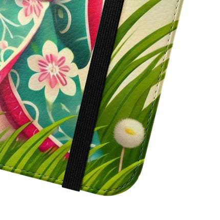 🌾🌼 Geisha Kitten and the Dandelion Wish Flip Case – Gentle Wishes & Quiet Wonder