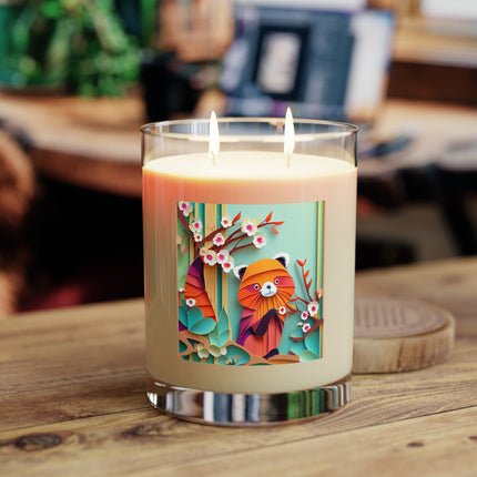 A Playful Red Panda Scented Candle - Full Glass, 11oz - The White Tea & Fig, The Lavender & Sage, and The Ocean Mist & Moss