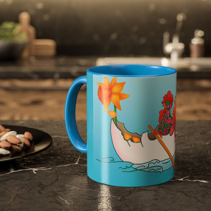 A Rooster's Seafaring Adventure Colorful Mugs, 11oz