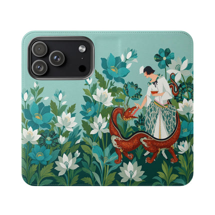 🐉🌿 The Dragon Keeper Flip Case – Art Deco Floral Fantasy