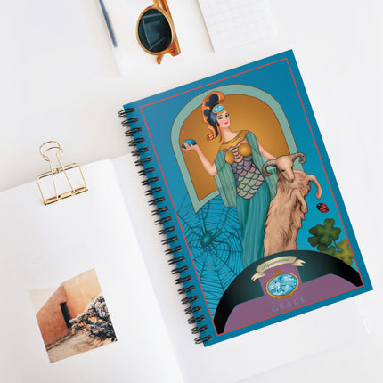 March & Aquamarine (Gem Series) by Sofia Chiostri Spiral Notebook - Ruled Line