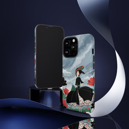 🌧️🌺 The Stormy Flower Walk Phone Case – Art Deco Floral Fashion
