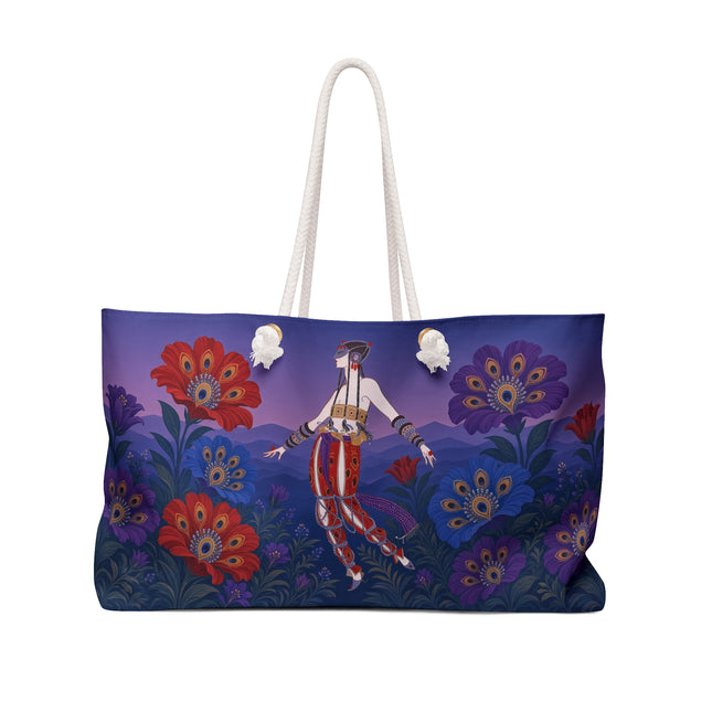 🦚🌺 The Enchanted Peacock Blossom Dancer Weekender Bag – Art Deco Floral Fantasy