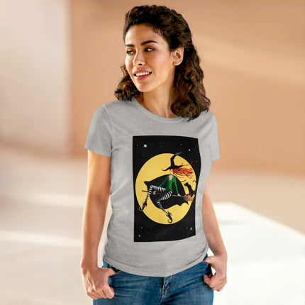 A Witch’s Moonlit Flight Women's Midweight Cotton Tee