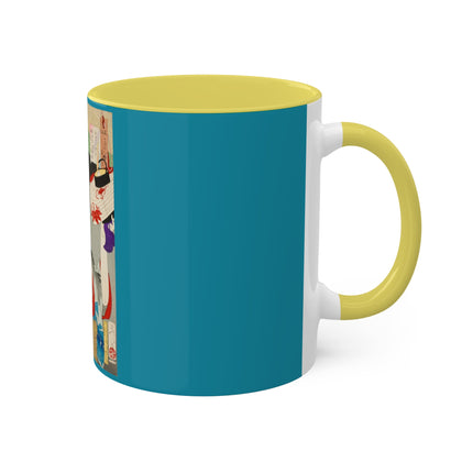 Looking Observant; The Appearance of a Kyoto Waitress of the Meiji Era by Tsukioka Yoshitoshi Colorful Mugs, 11oz