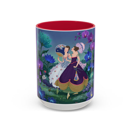 The Ladies Of The Moonlit Garden Colorful Mugs – Art Deco Floral Elegance