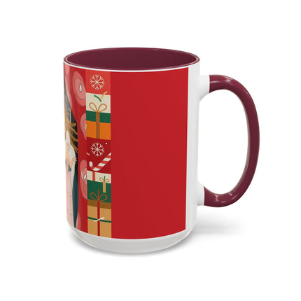 ❤️ The Lady Of The Candlelit Christmas Alcove Colorful Mug – Art Deco Holiday Elegance