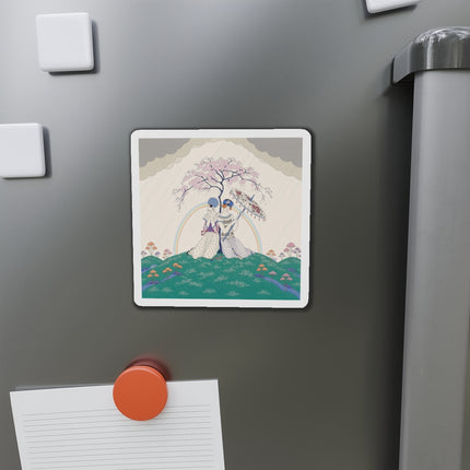 🌈☂️ Beneath The Rainbow Tree Die-Cut Magnets – Art Deco Spring Fantasy