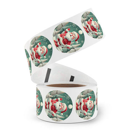 Santa's Joyful Night Round Sticker Label Rolls