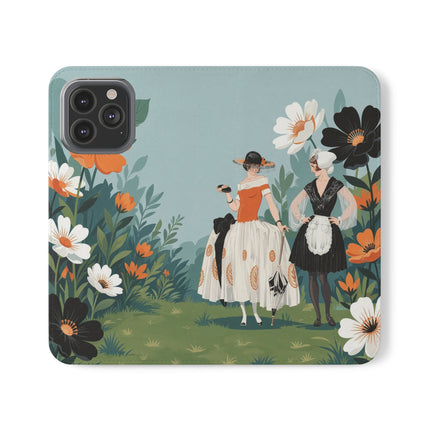 🌼🖤 The Ladies Of The Garden Promenade Flip Case – Art Deco Floral Fashion