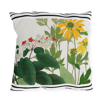 Clerodendrum & Rudbeckia Flower by Tanigami Kônan Outdoor Pillows