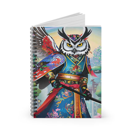 Cyberpunk Samurai Owl Spiral Notebook - Ruled Line