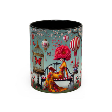 Reading in a Painted Garden Colorful Mugs (11oz, 15oz)