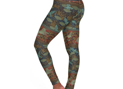 Kingfisher Flowers, Horses and Trees by Maurice Pillard Verneuil High Waisted Yoga Leggings (AOP)