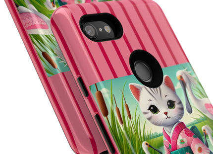 Geisha Kitten Strolls Among the Spoonbills Phone Cases