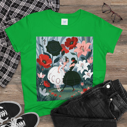 🌹🖤 The Midnight Rose Garden Cotton Tee – Art Deco Floral Fashion