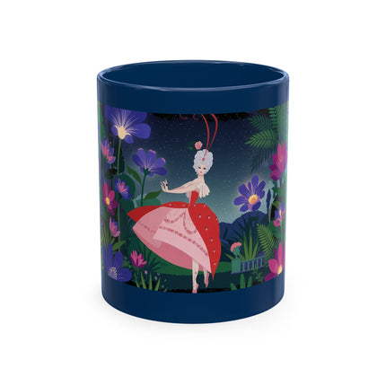 🌙🌺 The Lady Of The Midnight Flower Garden Ceramic Mug – Art Deco Floral Elegance