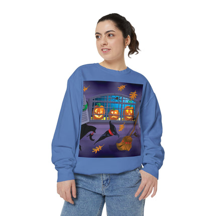 Whimsical Halloween Mischief Unisex Garment-Dyed Sweatshirt