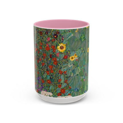 Farm Garden with Sunflowers by Gustav Klimt Colorful Mugs (11oz, 15oz)