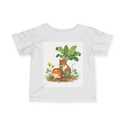 🐭🥕 The Little Garden Harvest Mouse Infant Fine Jersey Tee – Whimsical Woodland Charm