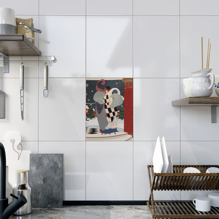 ❄️🎄 The Winter Couture Promenade Ceramic Tile – Art Deco Christmas Elegance