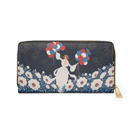 🎈🌼 The Midnight Balloon Garden Wallet – Art Deco Floral Celebration