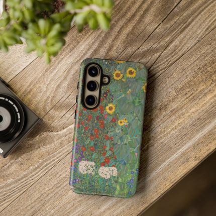 Farm Garden with Sunflowers by Gustav Klimt Phone Cases