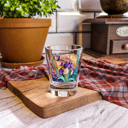 The Elegant Iris Flower Shot Glass, 1.5oz