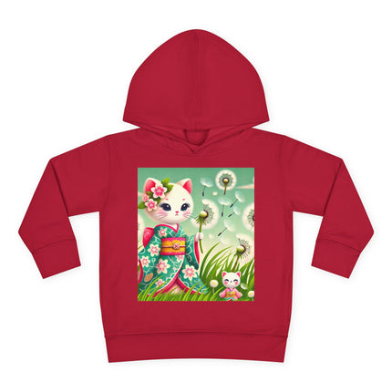 Geisha Kitten and the Dandelion Wish Toddler Pullover Fleece Hoodie