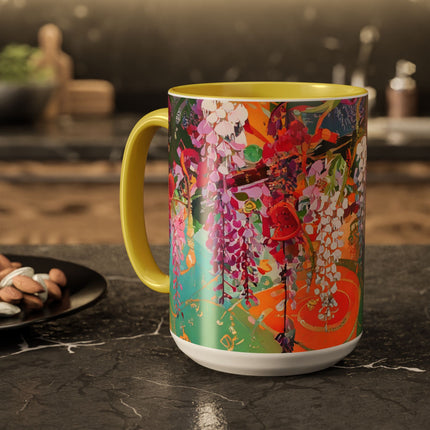 Golden Wisteria Elegance Colorful Mugs (11oz, 15oz)