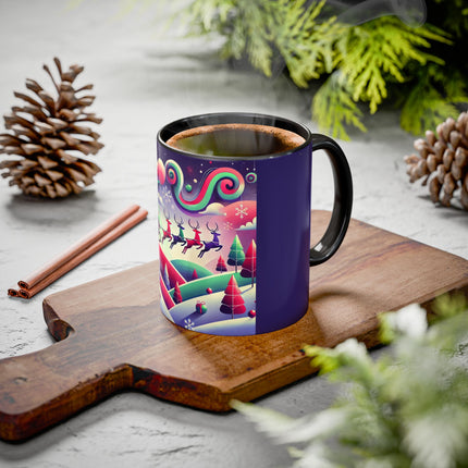 Festive Reindeer Flight Colorful Mugs (11oz, 15oz)