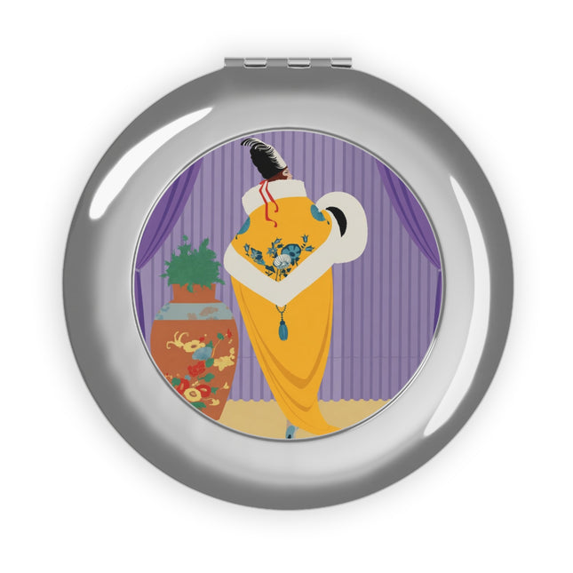 Golden Robe Compact Mirror – Elegant Drama & Timeless Sophistication