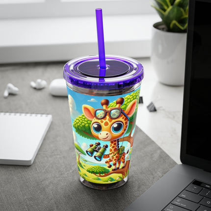 Giraffe Lookout Sunsplash Tumbler with Straw, 16oz