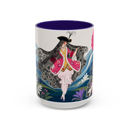 🌸🎀 The Pink Lace Garden Promenade Colorful Mug – Art Deco Fashion Elegance