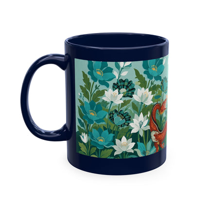 🐉🌿 The Lady & The Garden Dragon Ceramic Mug – Art Deco Botanical Whimsy