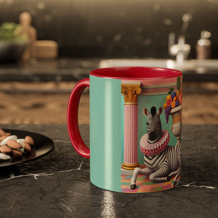 Still Life with Zebra, Fruit, and Pink Columns Colorful Mugs (11oz, 15oz)