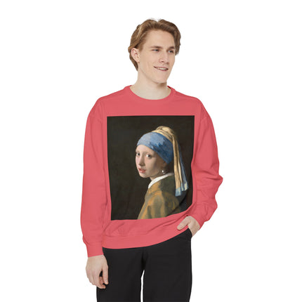 Girl with a Pearl Earring by Johannes Vermeer Unisex Garment-Dyed Sweatshirt