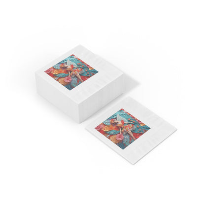 Hibiscus Fairy White Coined Napkins