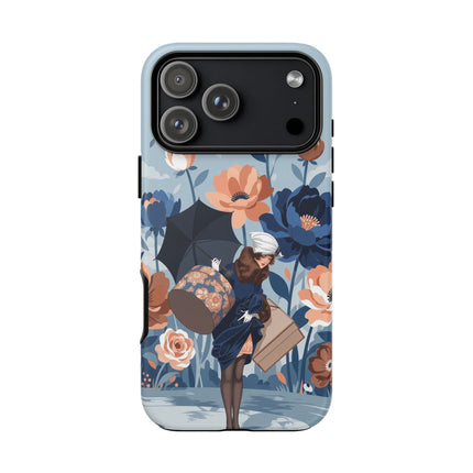☂️🌺 The Lady Of The Traveling Garden Phone Case – Art Deco Floral Adventure