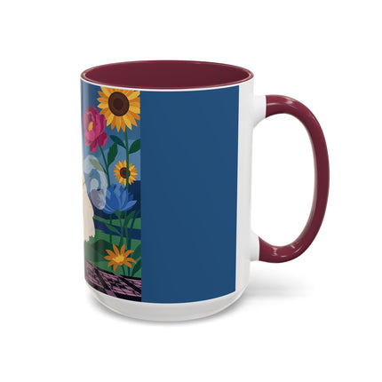 The Lady Of The Golden Parasol Colorful Mugs – Art Deco Botanical Elegance